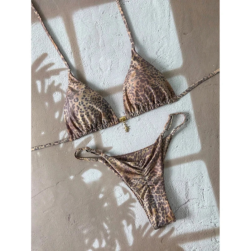 Micro Bikini Women Swimsuit Two-Piece Bathing Suit Woman Swimwear 2026 Sexy Leopard Push up Thong Bikinis Sets Beachwear Summer